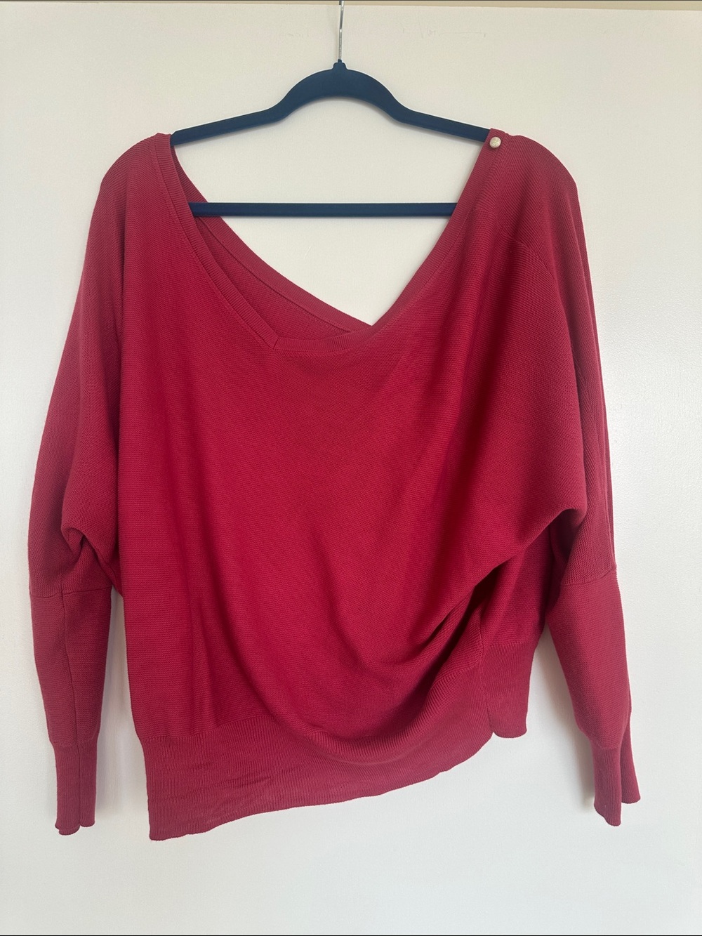 ba&sh Deep Red V-Neck Lightweight Sweater - Picture 2 of 8